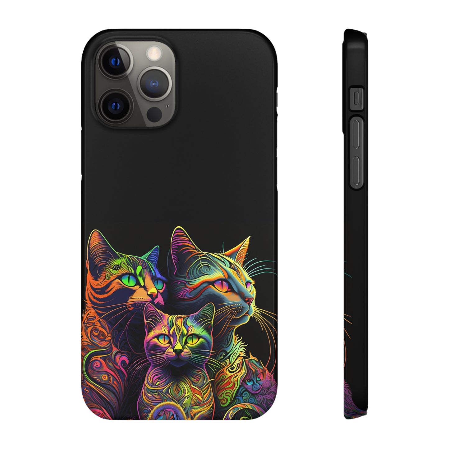 Psychedelic cats Slim Phone Case