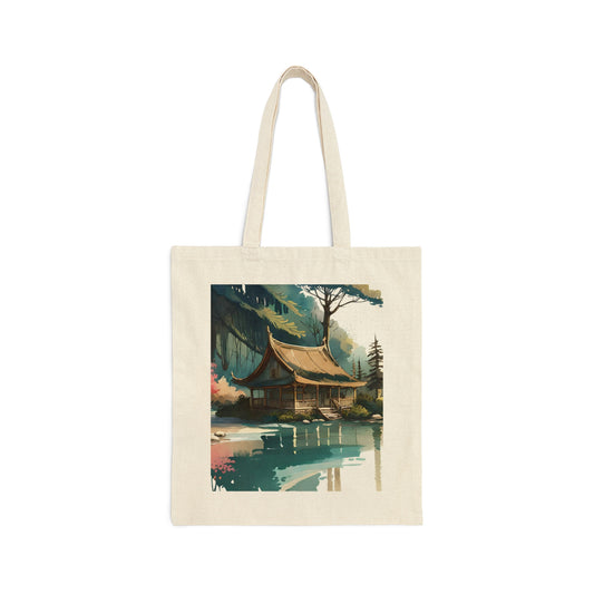 Sunset Cabin Cotton Canvas Tote Bag
