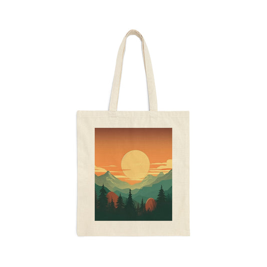 Mountain Sunset Cotton Canvas Tote Bag