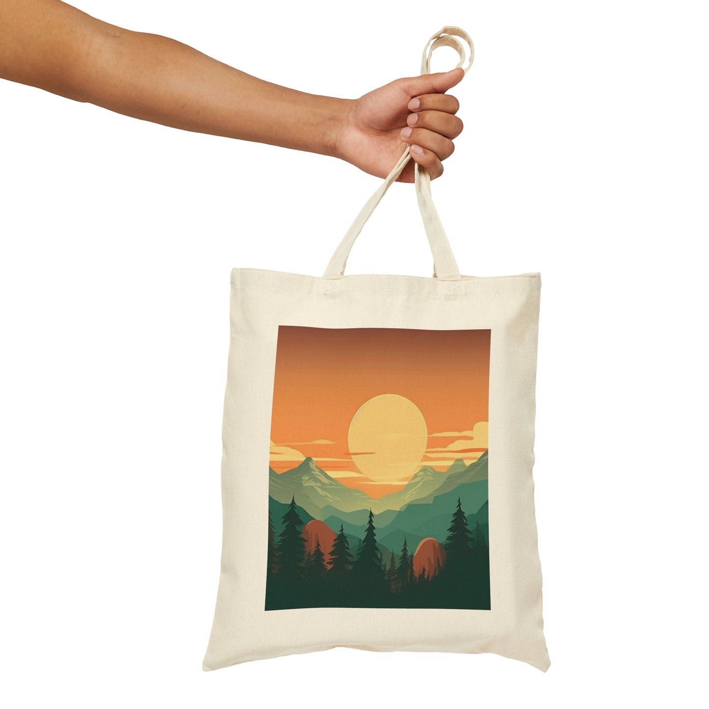 Mountain Sunset Cotton Canvas Tote Bag