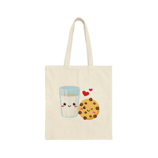 Milk & cookies perfect match Cotton Canvas Tote Bag