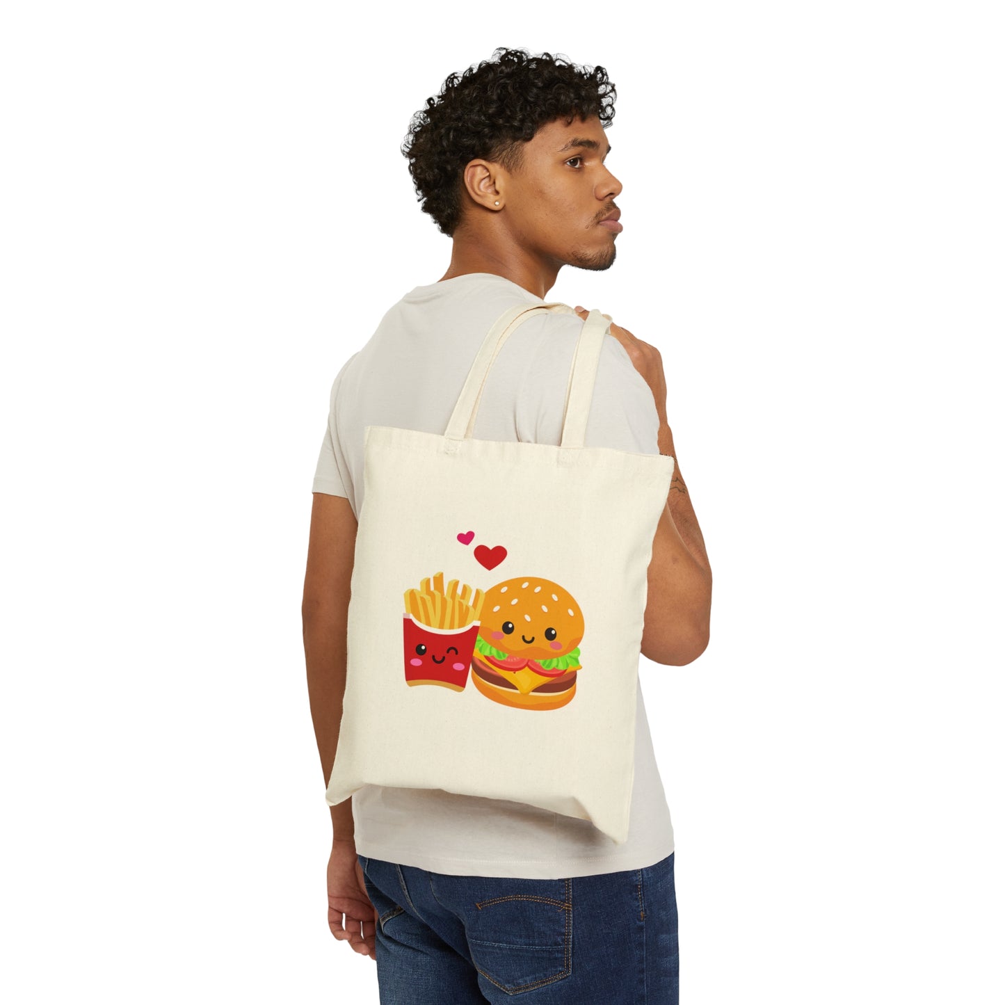 Burger & Fry Cotton Canvas Tote Bag