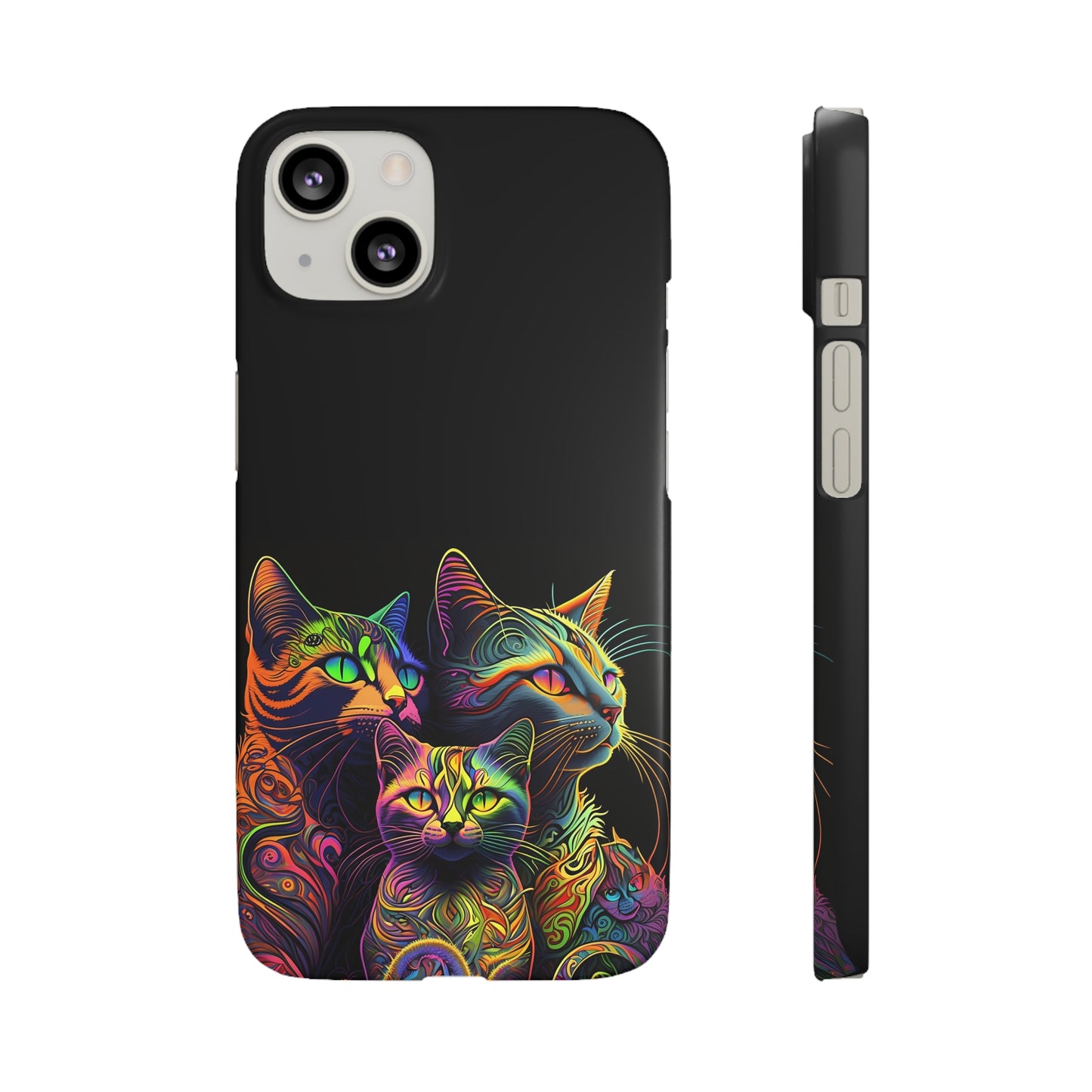 Psychedelic cats Slim Phone Case