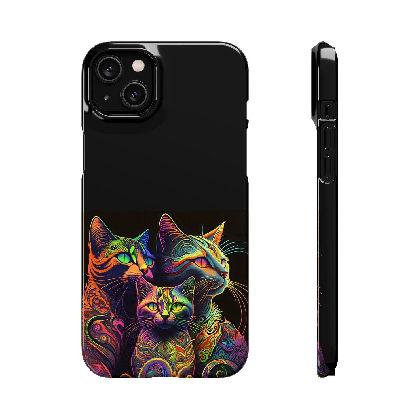 Psychedelic cats Slim Phone Case