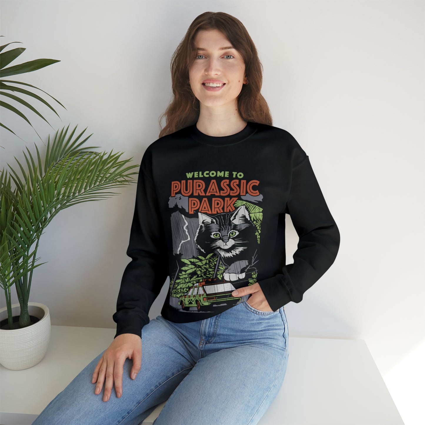 Purrassic park Unisex Heavy Blend™ Crewneck Sweatshirt