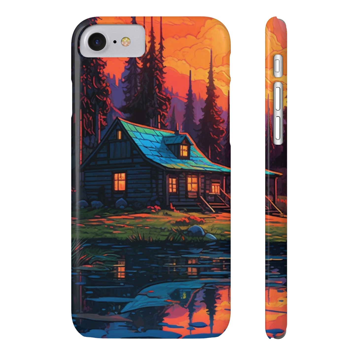 Sunset cabin Slim Phone Cases