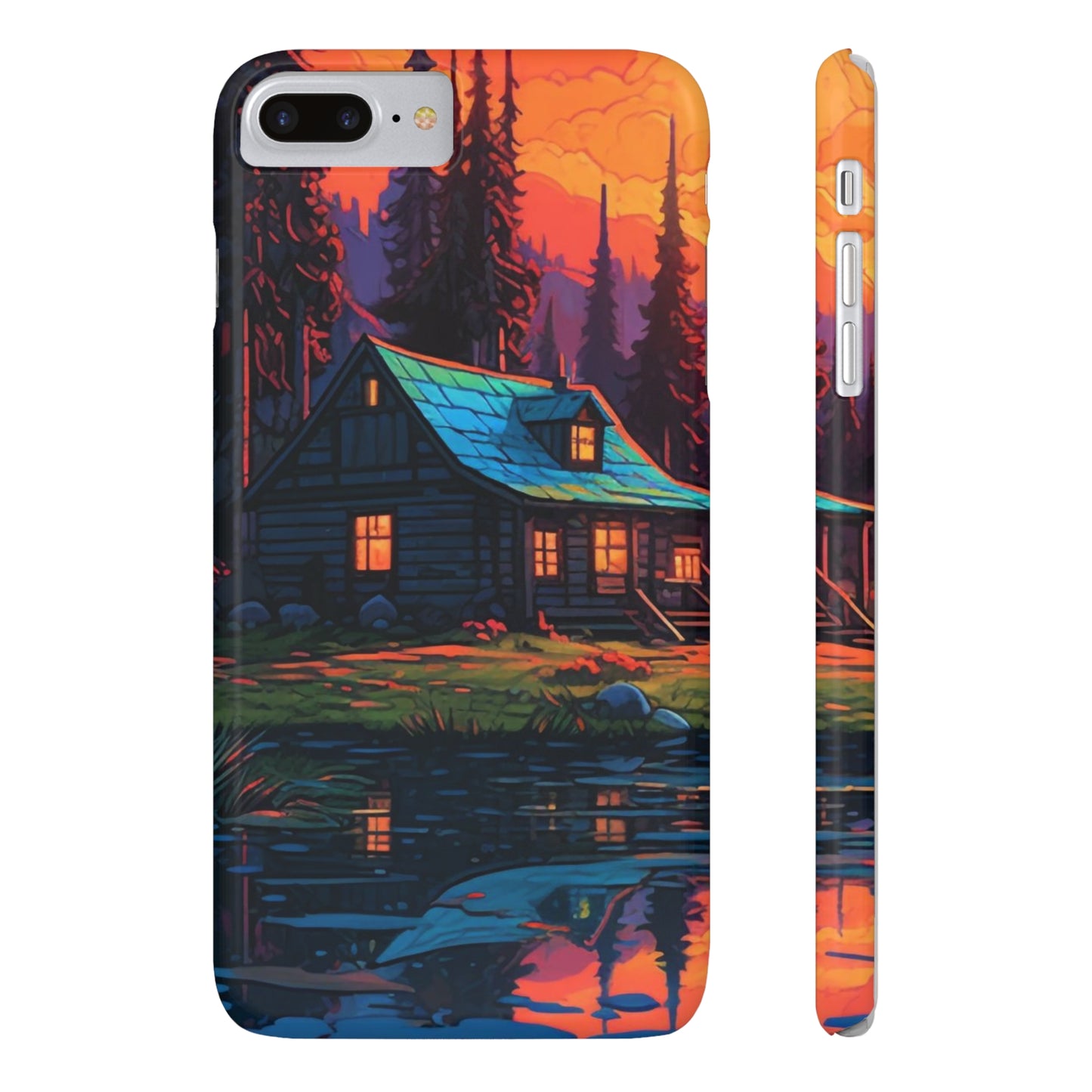 Sunset cabin Slim Phone Cases