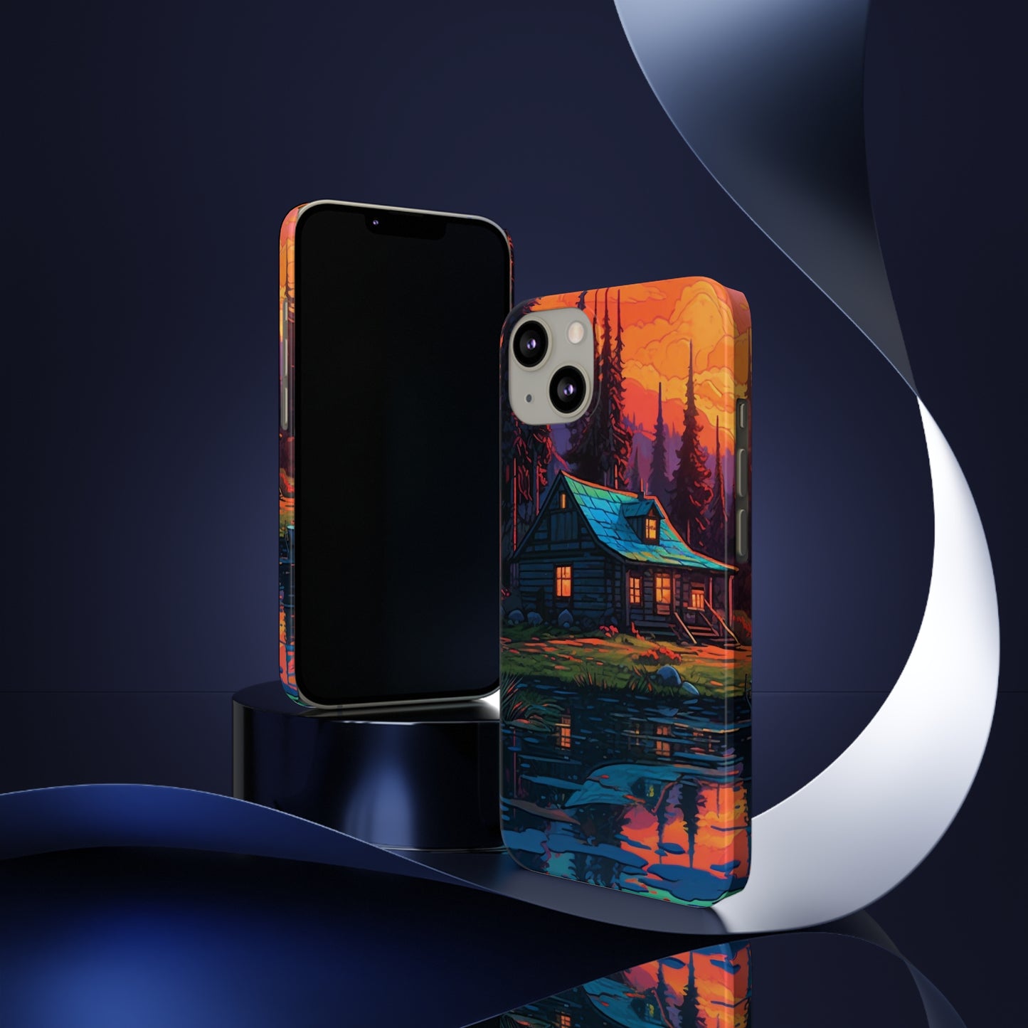 Sunset cabin Slim Phone Cases