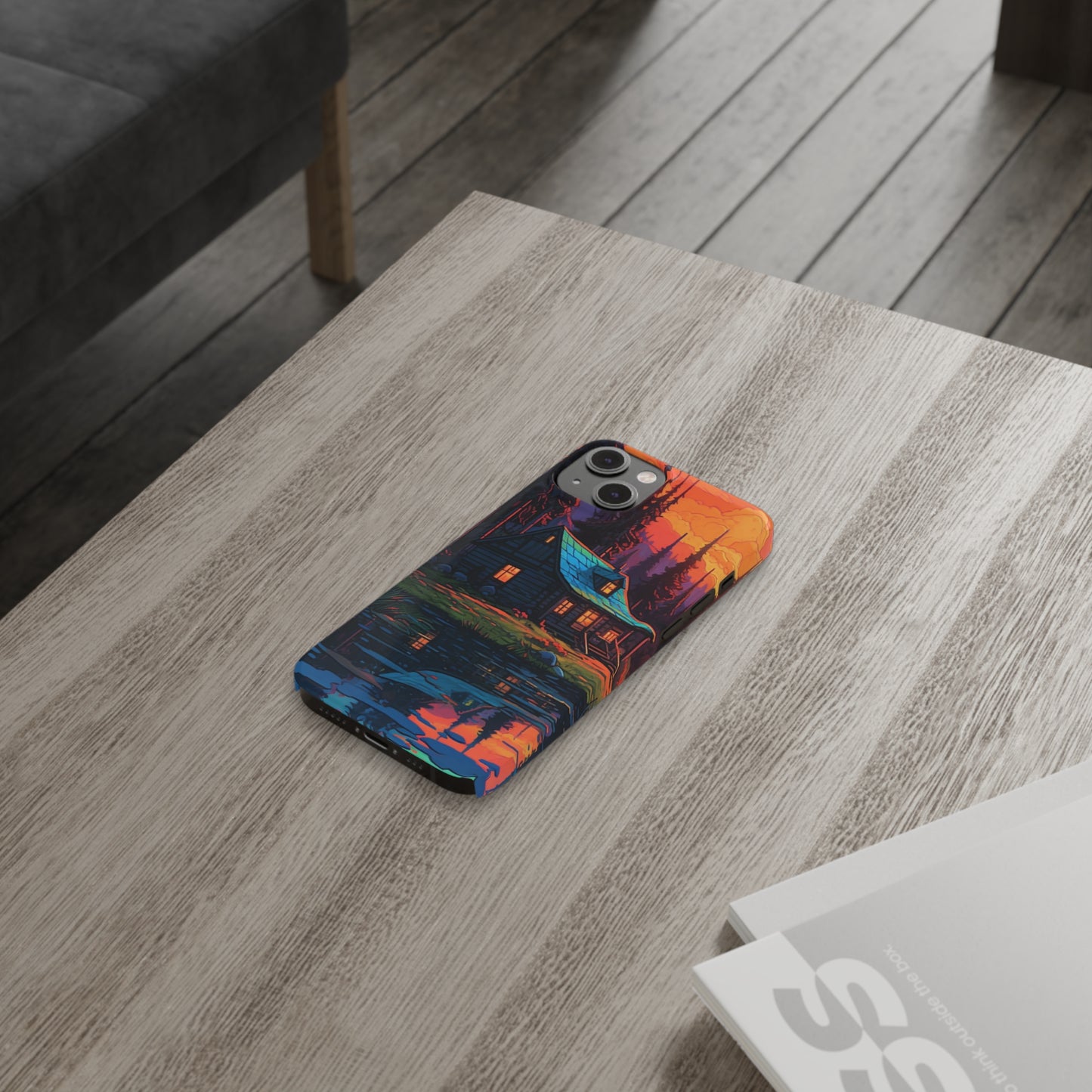 Sunset cabin Slim Phone Cases