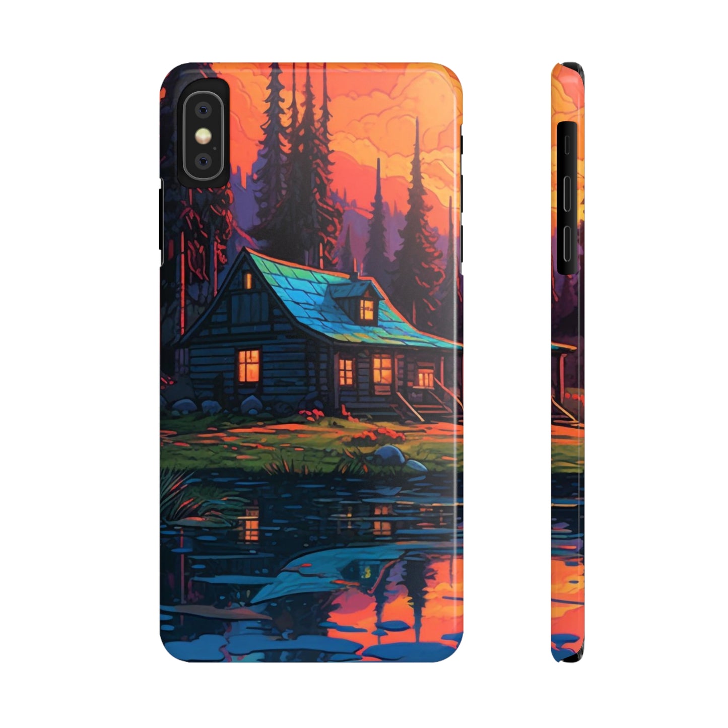 Sunset cabin Slim Phone Cases