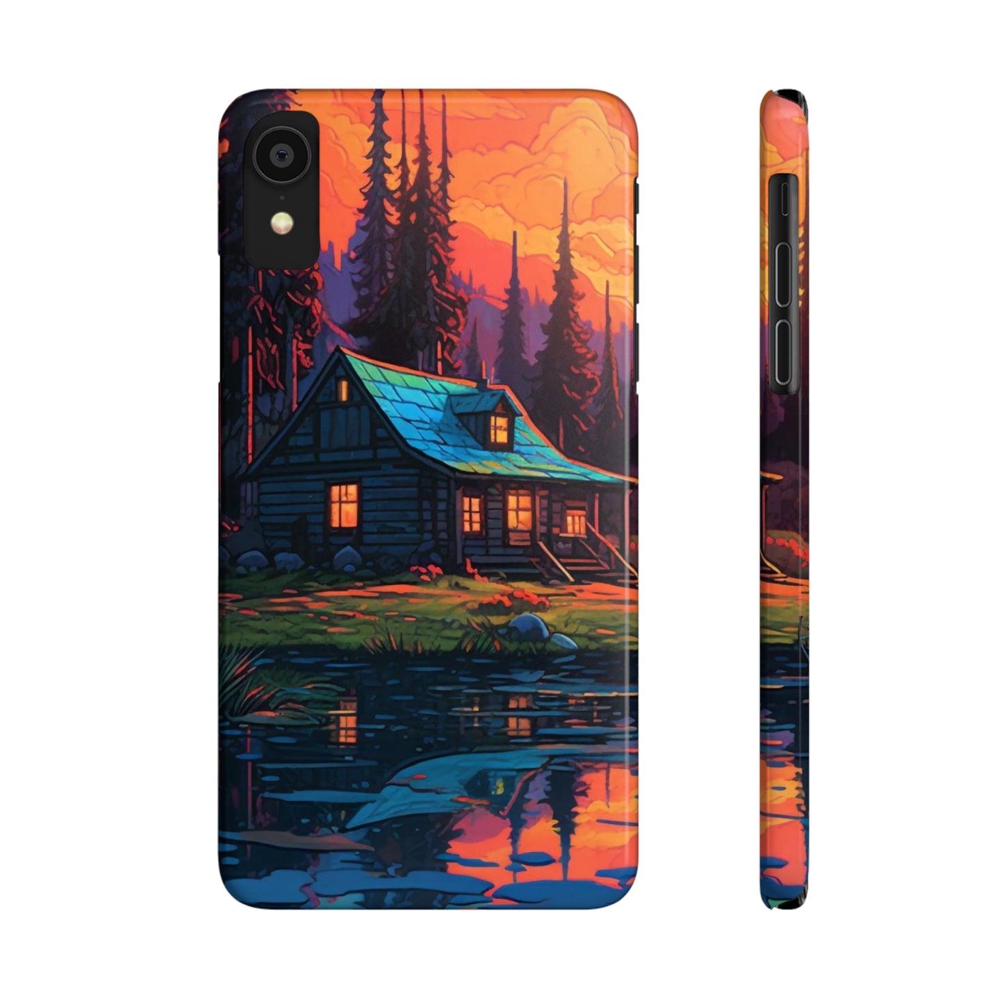 Sunset cabin Slim Phone Cases