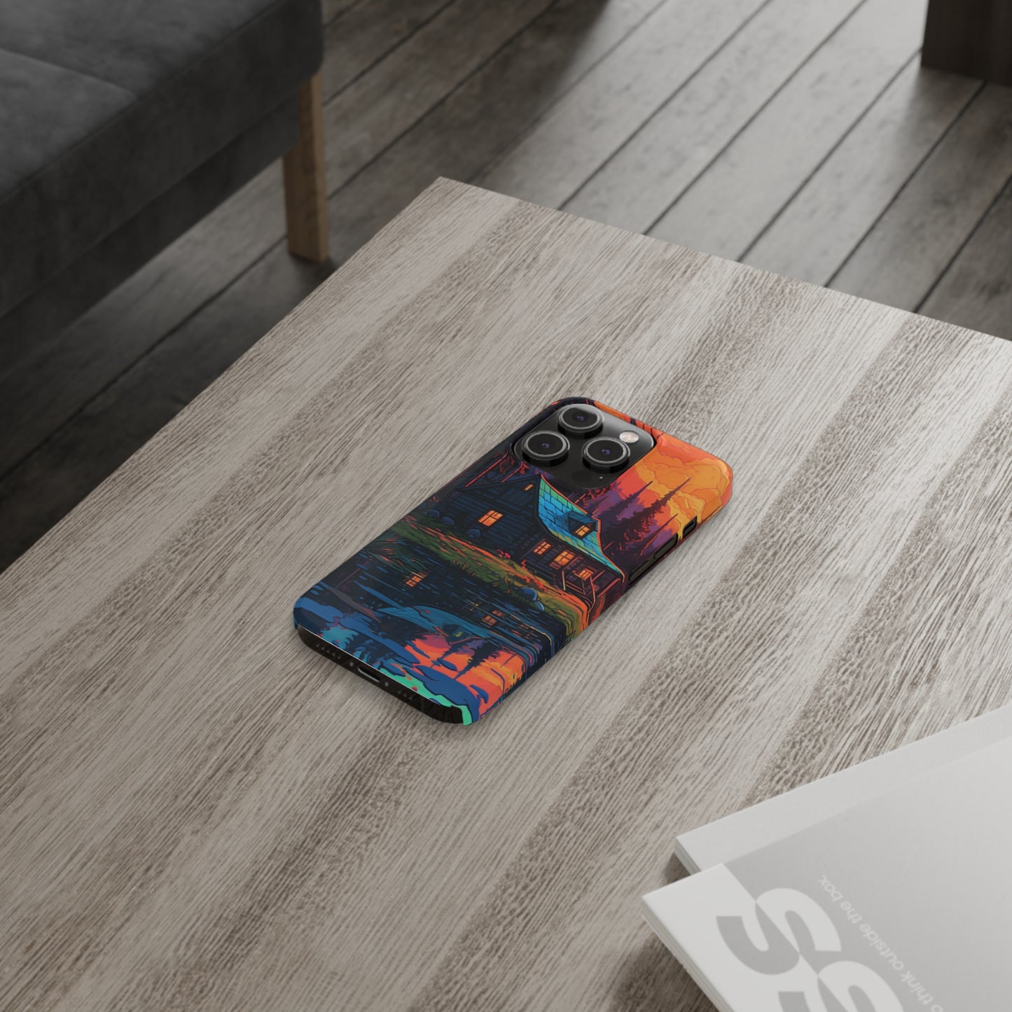 Sunset cabin Slim Phone Cases